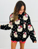 Queen Of Sparkles Black & White Polka Dot Santa Sweater (Reg. & Plus)