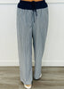 Denim Combo Stripe Top & Pants Set (Reg & Plus)