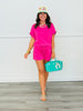 Fuchsia Short Cuff Sleeve Scuba Top (Reg.)