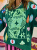 Queen Of Sparkles Dk Green Multi Ornament Card Logo Sweatshirt (Reg. & Plus)