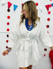 Off White Button Down Mini Shirt Dress (Reg. and Plus)