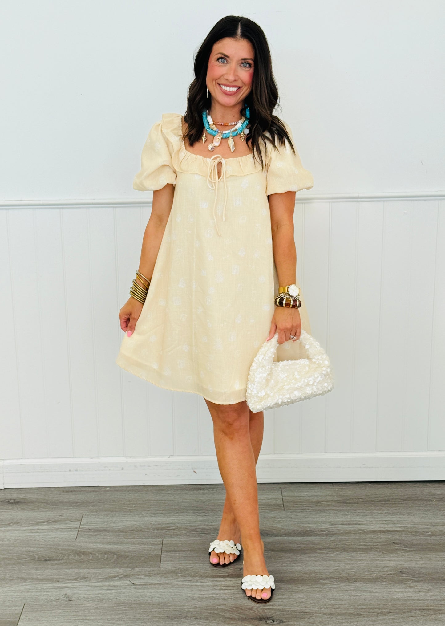 Butter Multi Floral & Bunny Print Mini Dress (Reg & Plus)