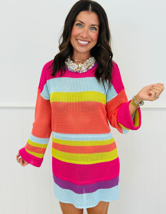 Multi Striped Open Knit Top (Reg.)
