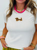 White Beaded Puppy Dog Top (Reg.)