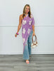 Purple  Floral Lace Asymmetrical Blouse (Reg.)