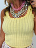 Yellow Pearl Studded Tank Top (Reg.)