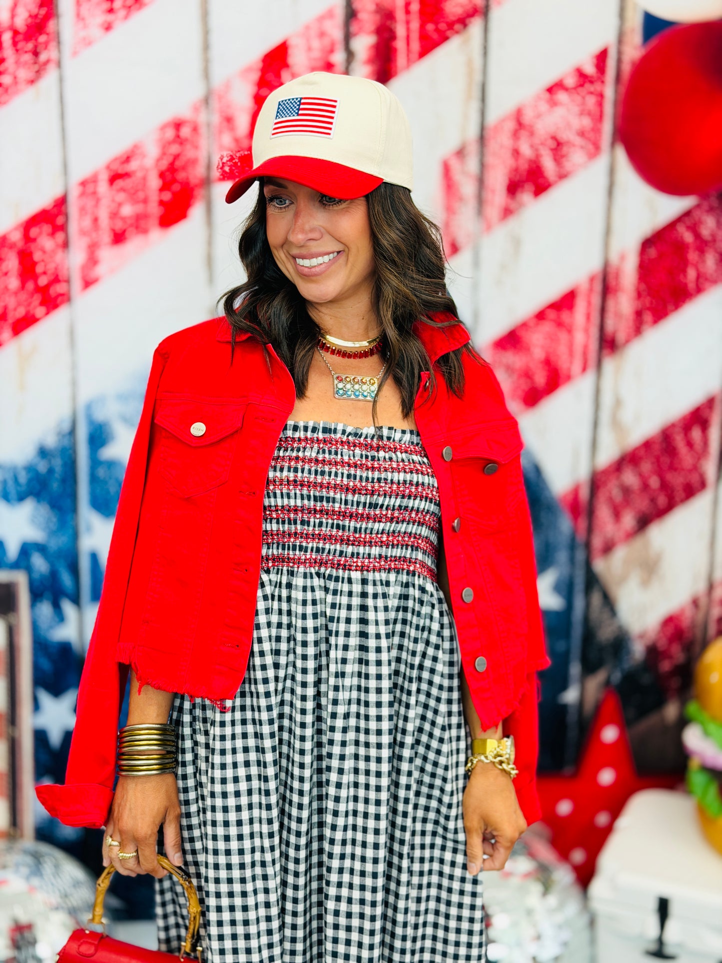 Navy Gingham Midi Dress (Reg.)