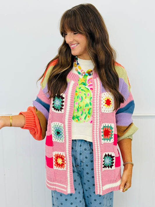 POL Rose Multi Granny Squares Sweater Cardigan (Reg.)