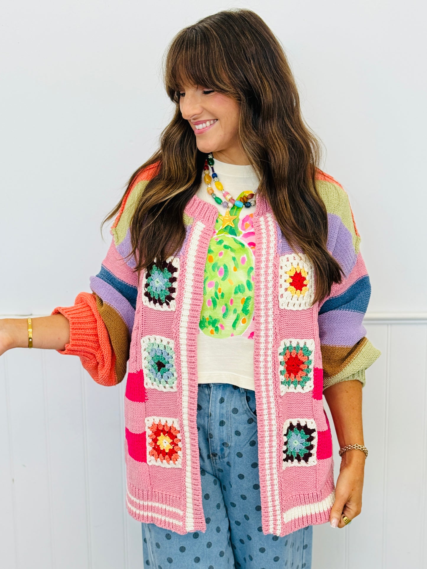 POL Rose Multi Granny Squares Sweater Cardigan (Reg.)