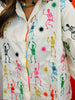 Queen Of Sparkles Beige Multi Skeleton Button Up Top (Reg. and Plus)