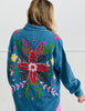 Lt Denim Floral Sequin Embroidered Button Up Top (One Size)