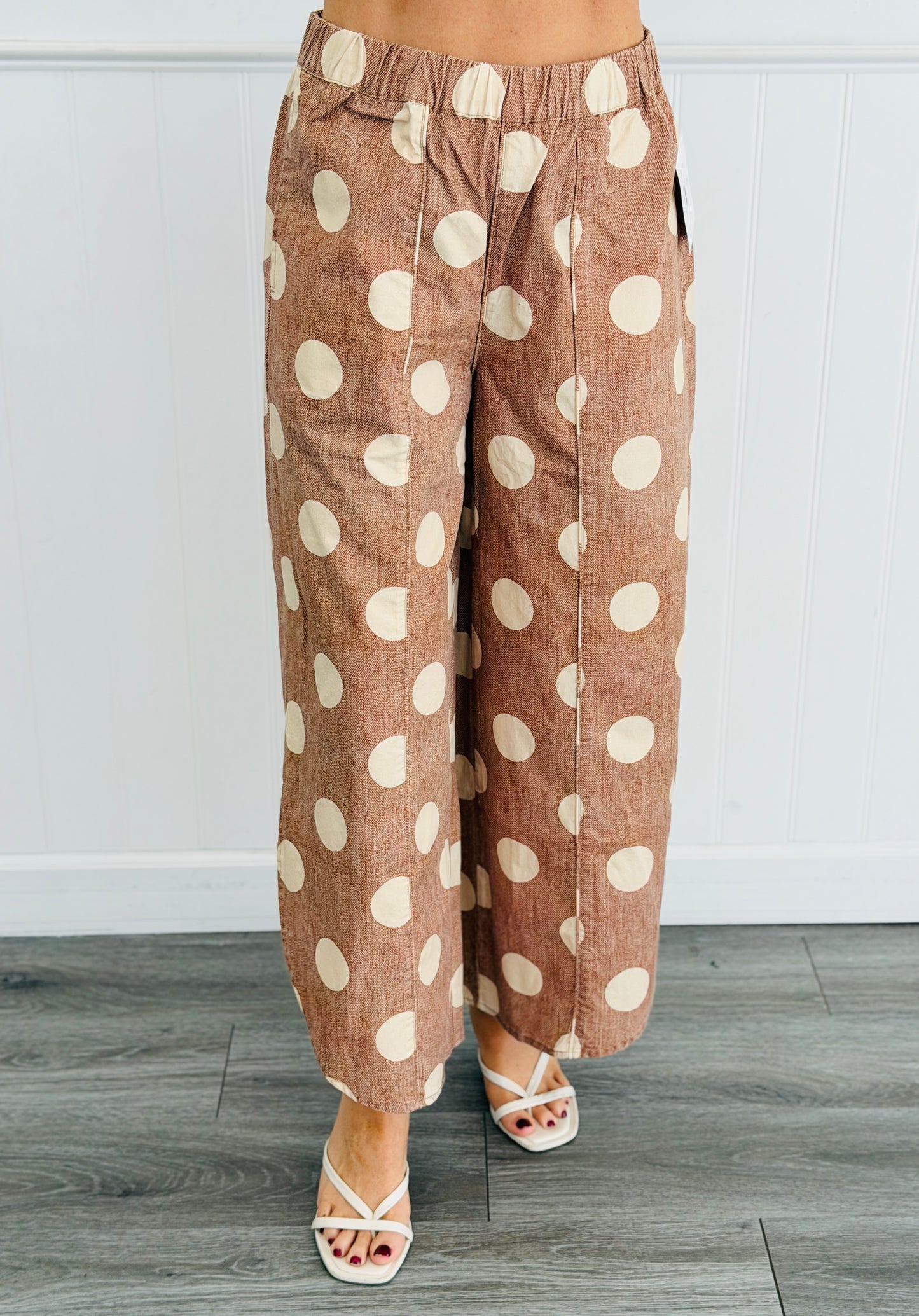 Mocha/Oatmeal Polka Dot Tulip Hem Pants (Reg.)