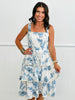 Blue Floral Eyelet Ruffled Midi Dress (Reg & Plus)