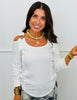 POL Off White Open Shoulder Top (Reg.)