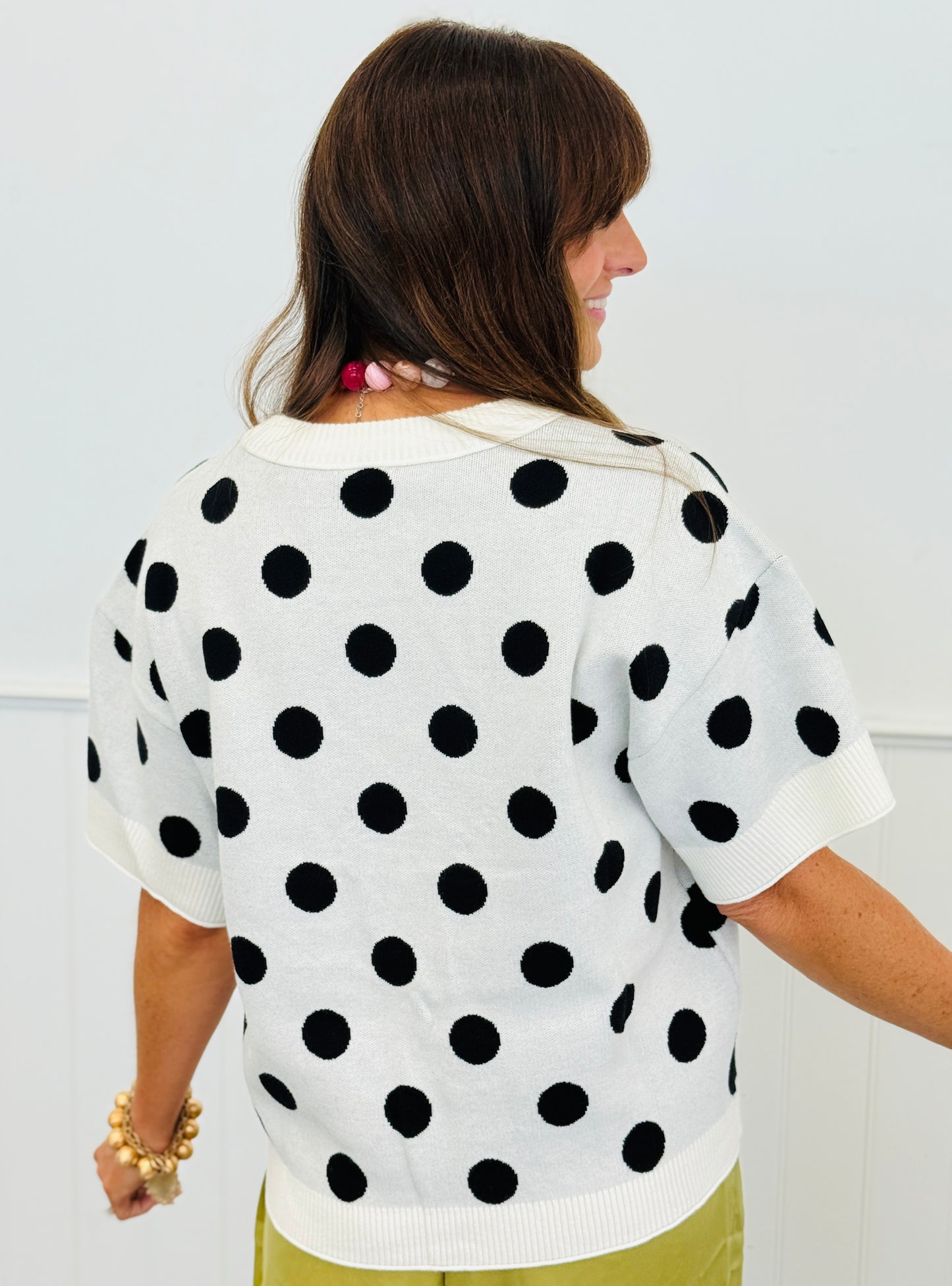 Polka Dot Short Sleeve Sweater Top (Reg.) - 3 Colors