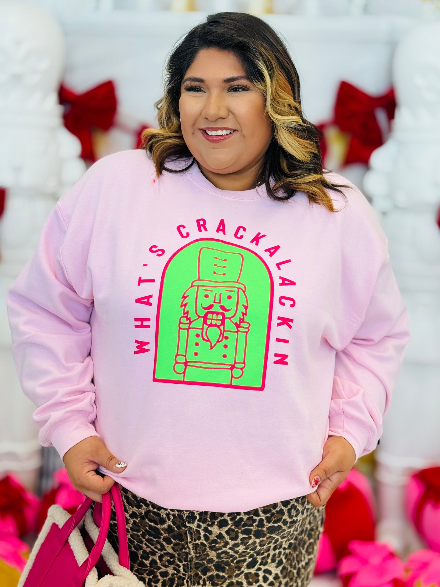 Pink What's Crackalackin Sweatshirt (Reg. and Plus)