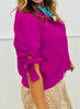 Fuchsia Lainey Tie Sleeve Top (Reg. and Plus)