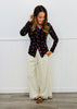 Black/Fuchsia Floral Long Sleeve Top (Reg. and Plus)