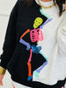 Queen Of Sparkles Black/Grey Colorblock Sequin Skeleton Sweatshirt (Reg. and Plus)