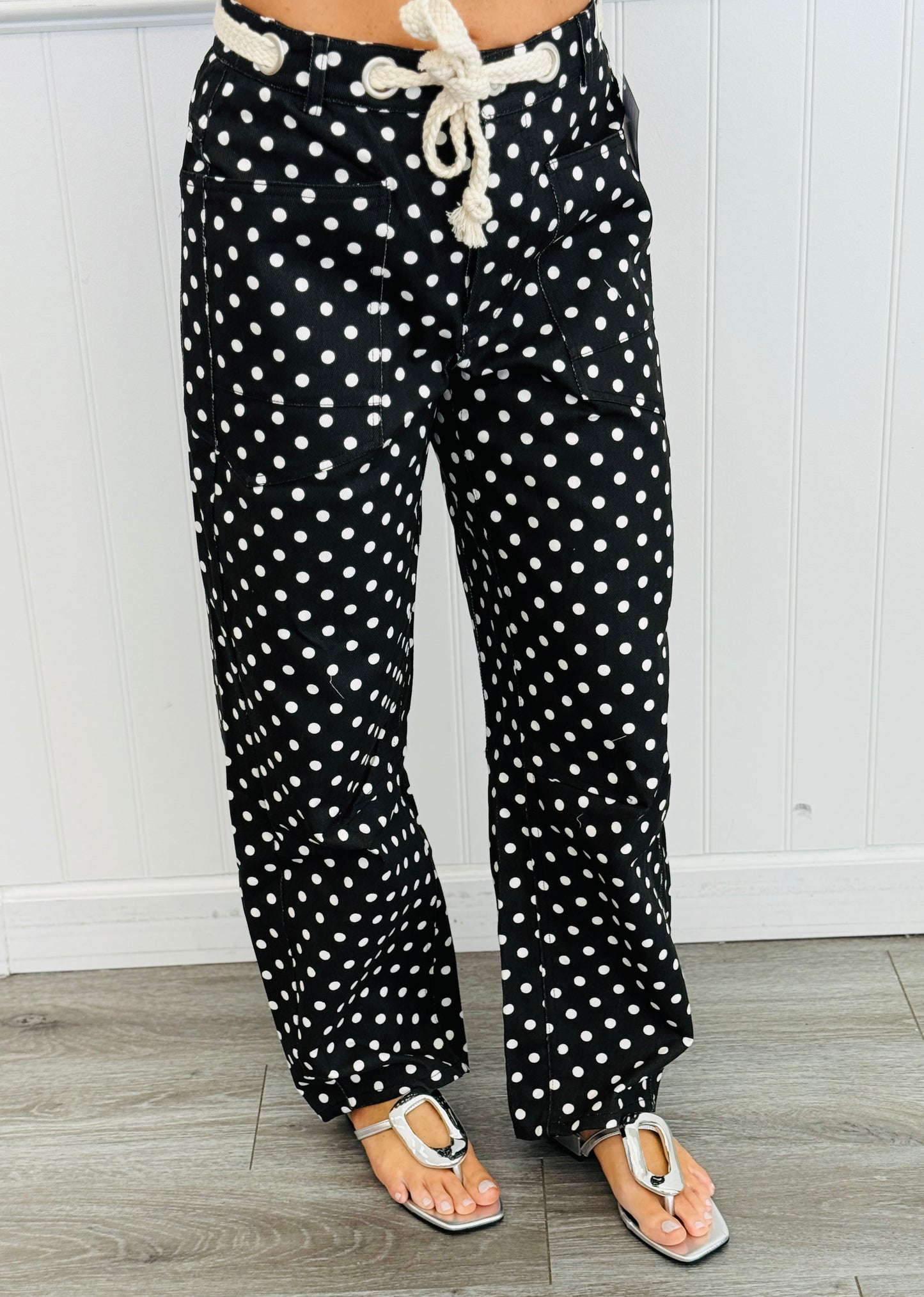 Polka Dot String Barrel Pants (Reg.)-2 Colors