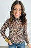 Animal Print Mesh Long Sleeve Top (Reg.)