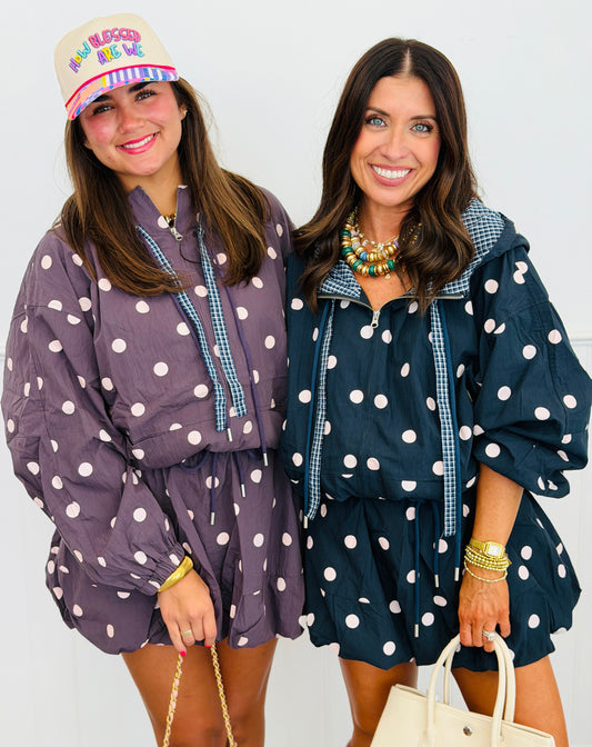 Polka Dot Hooded Jacket (Reg & Plus) - 2 Colors