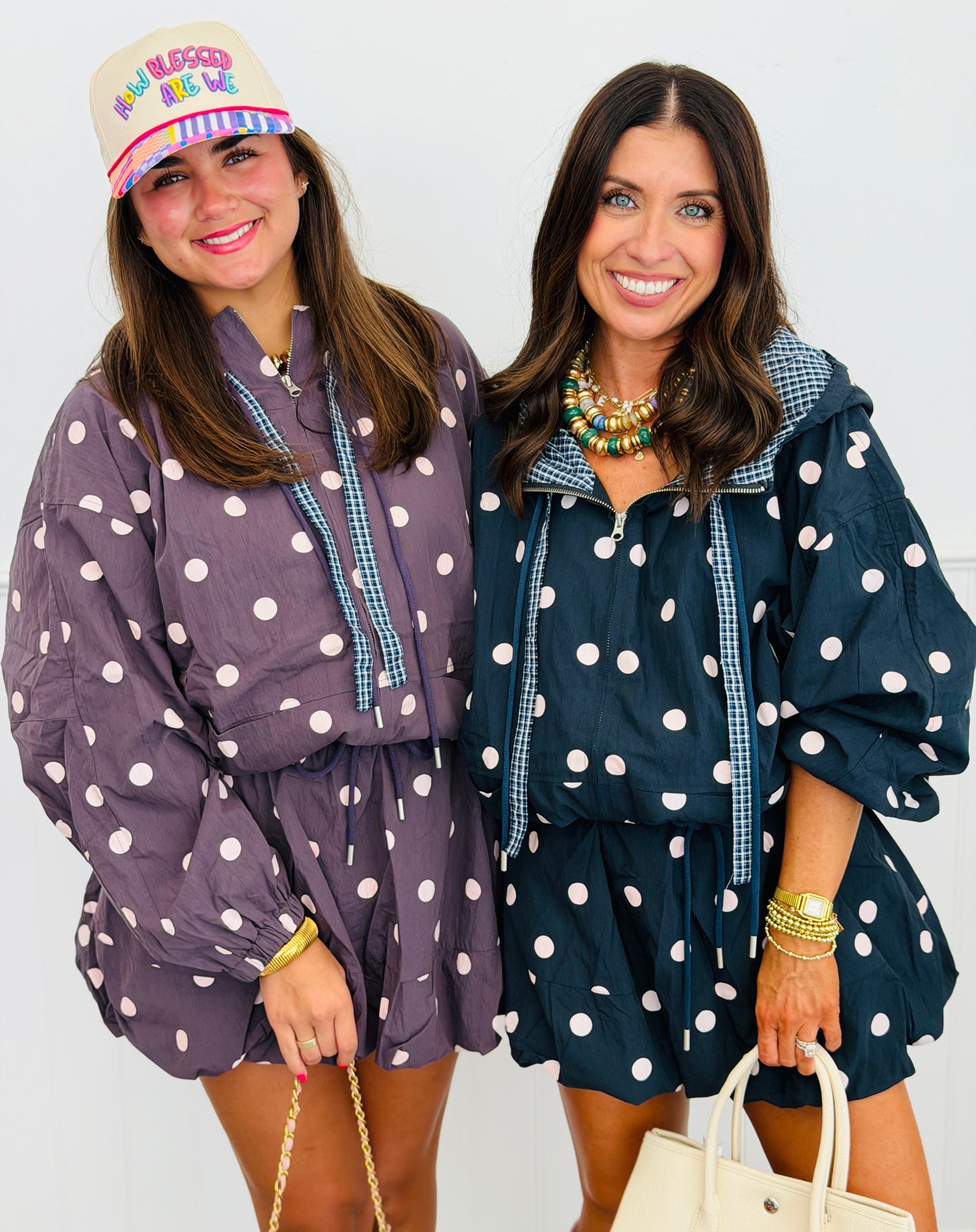 Polka Dot Hooded Jacket (Reg & Plus) - 2 Colors