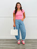 Light Denim Print Barrel Pants (Reg & Plus)