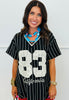 Black Striped 83 Lace Jersey Top (Reg.)
