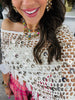 White Disc Sequin Fringe Hem Poncho Top (Reg.)