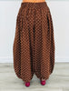 Brown Polka Dot Pleated Balloon Pants (Reg & Plus)
