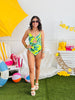 Neon Yellow Tropical One Piece Swimsuit (Reg.)