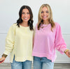 Washed Side Slits Long Sleeve Top (Reg.) - 2 Colors