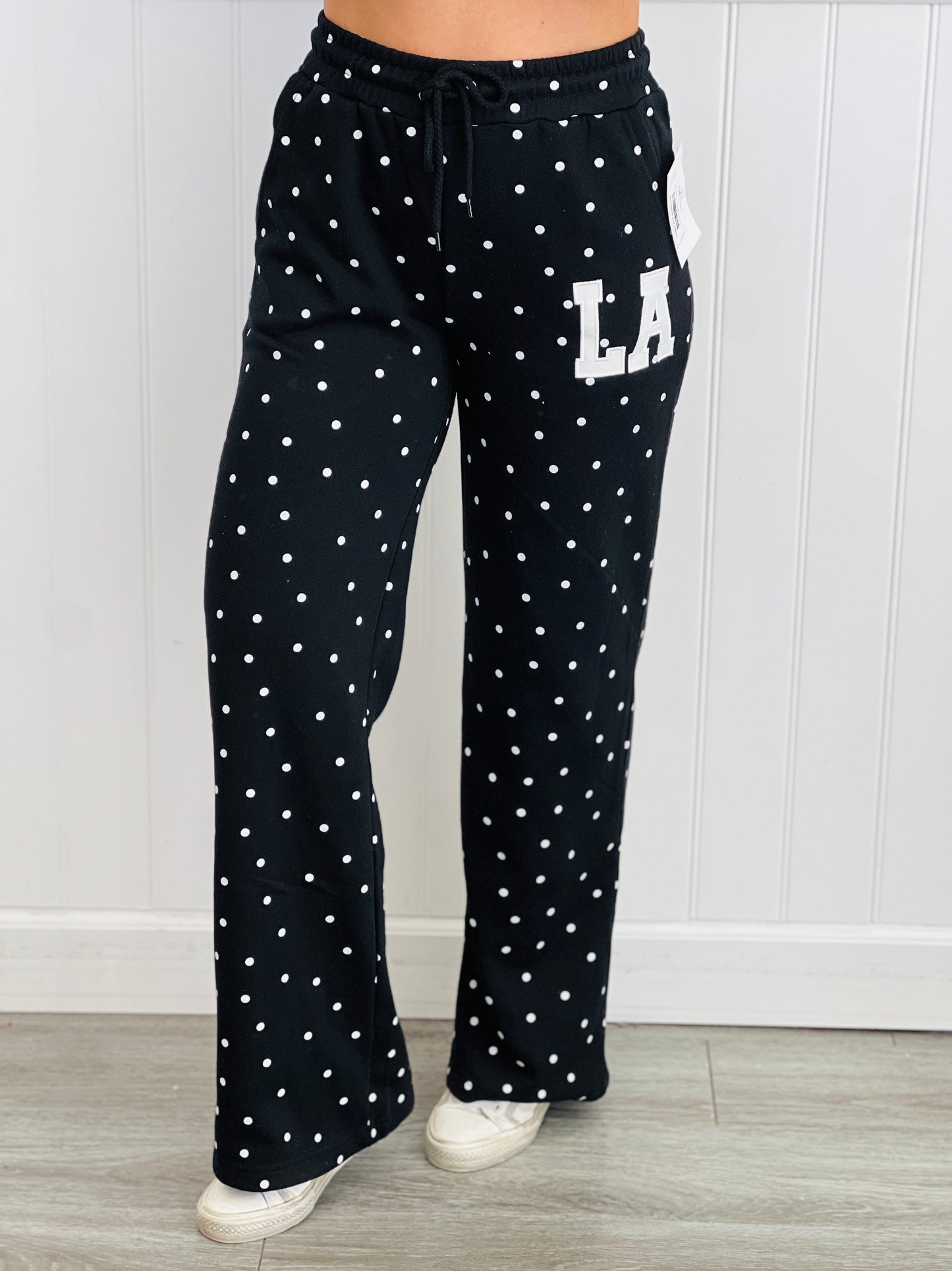 Fleece Polka Dot LA Patch Joggers  (Reg.)-2 Colors