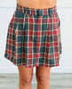Grey/Red Plaid Pleats Mini Skirt (Reg. and Plus)