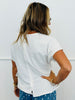 Off White Front Slit Short Sleeve Blouse (Reg. and Plus)