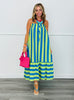 Lime Blue Striped Sleeveless Midi Dress (Reg.)