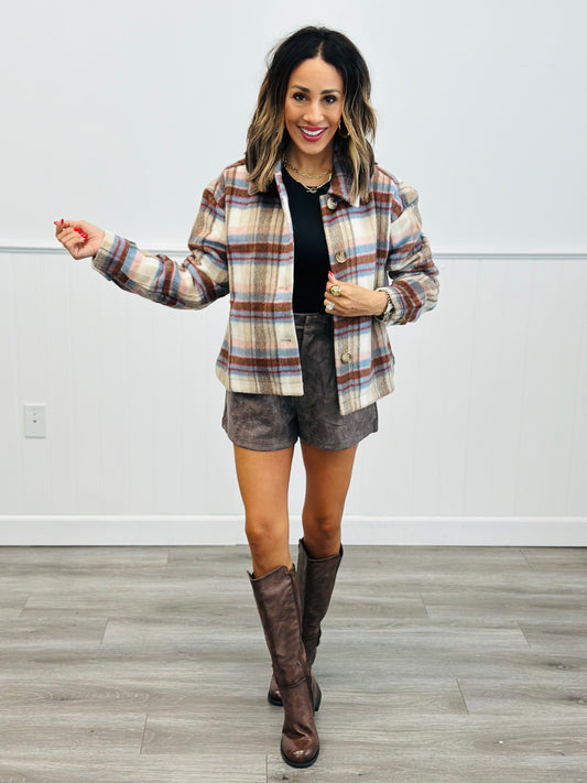 Ivory Combo Lined Plaid Jacket (Reg)