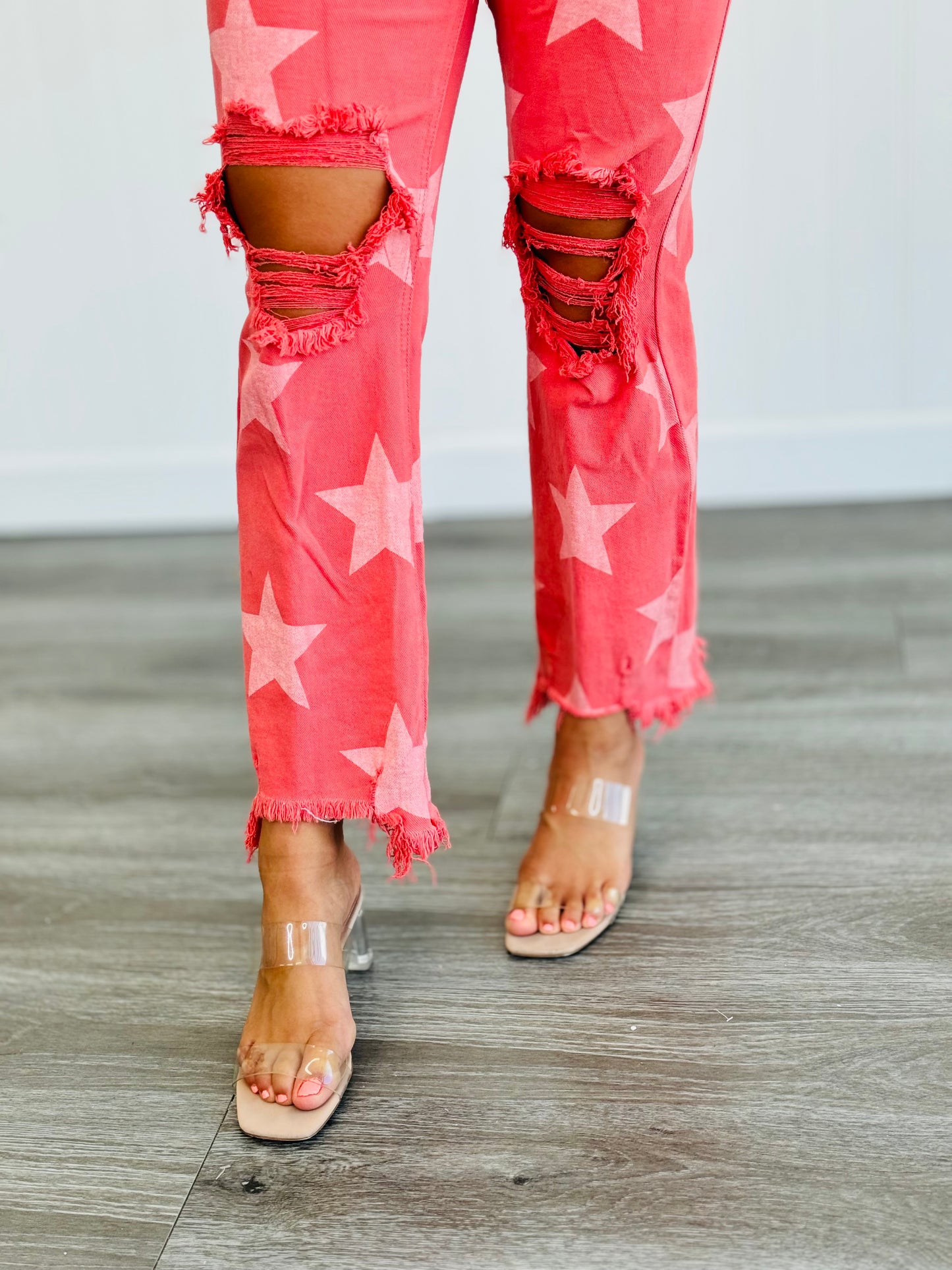 Risen Peach Blossom Star Print Pants (Reg & Plus)