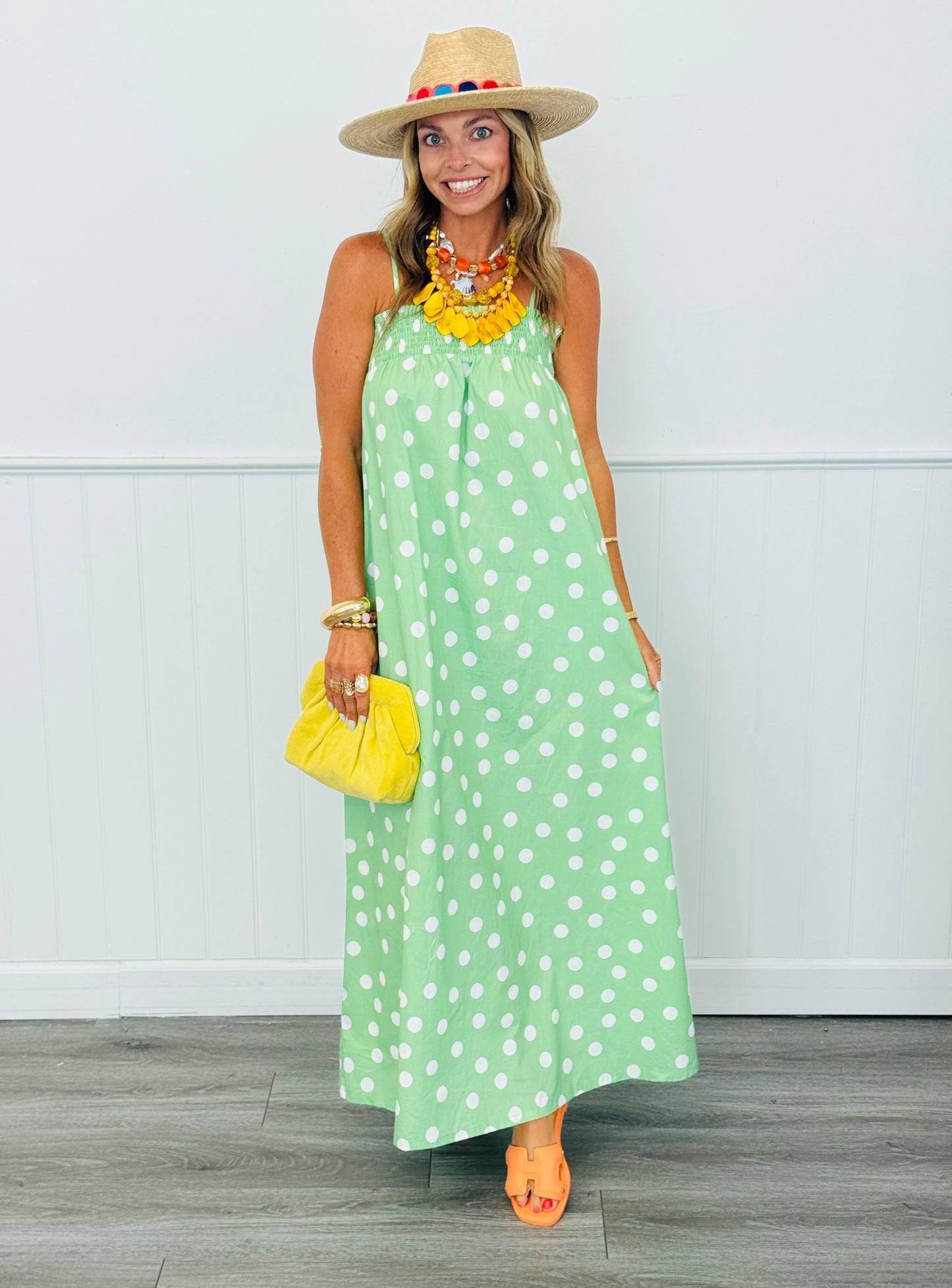 Light Green Polka Dot Maxi Dress (Reg.)