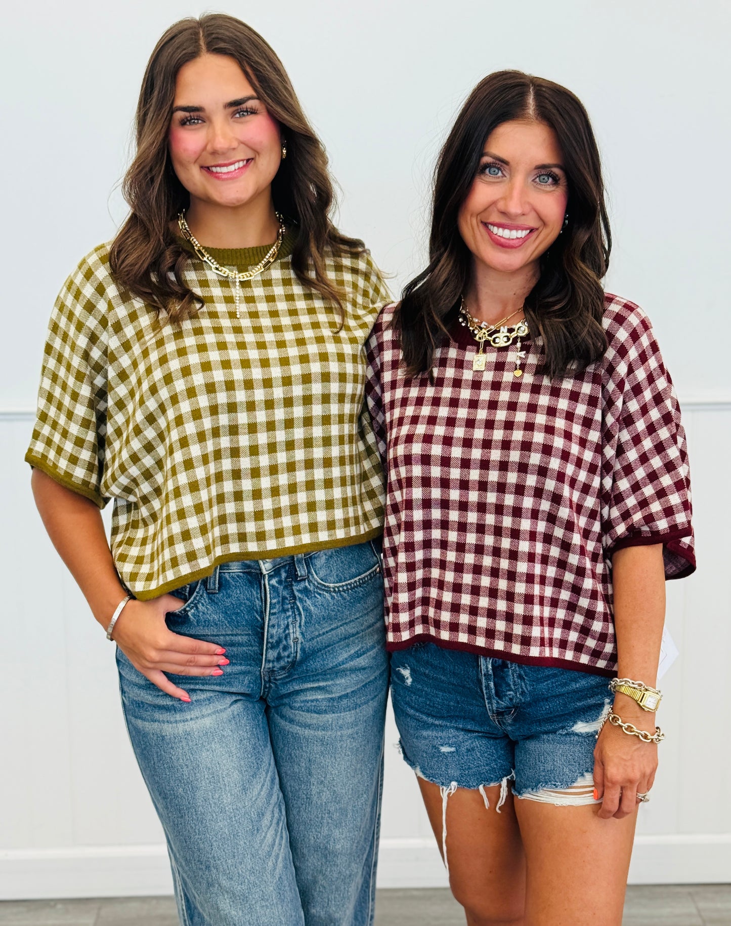 Gingham Short Sleeve Top (Reg.) - 2 Colors