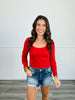 Square Neck Long Sleeve Top (Reg. and Plus) - 5 Colors