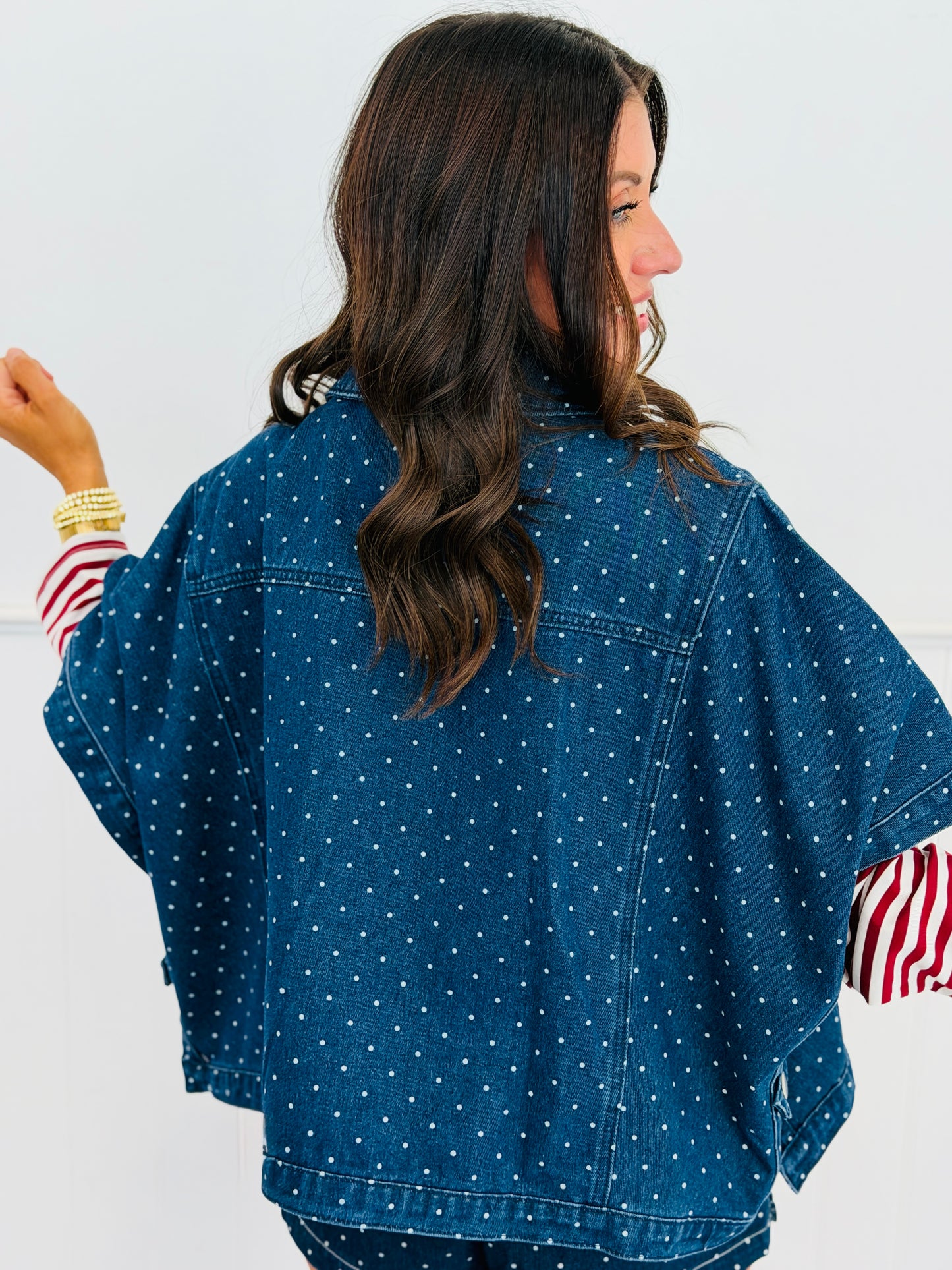 Denim Dream White Dot Cape Jacket (Reg.)