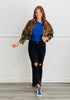 Camo Print Contrast Sequin Jacket (Reg. and Plus)