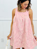 Pink Outline Floral Embroidery Mini Sundress (Reg.)