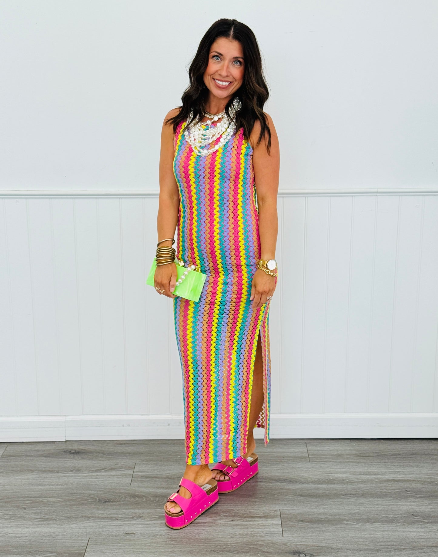 Multi Semi Sheer Crochet Maxi Dress (Reg.)