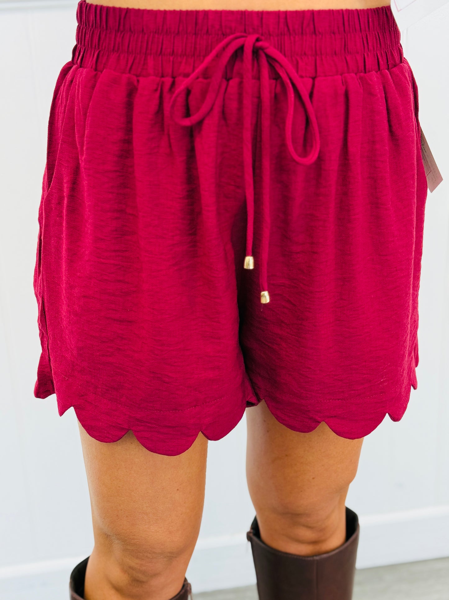 Scallop Hem Drawstring  Shorts (Reg.) - 4 Colors