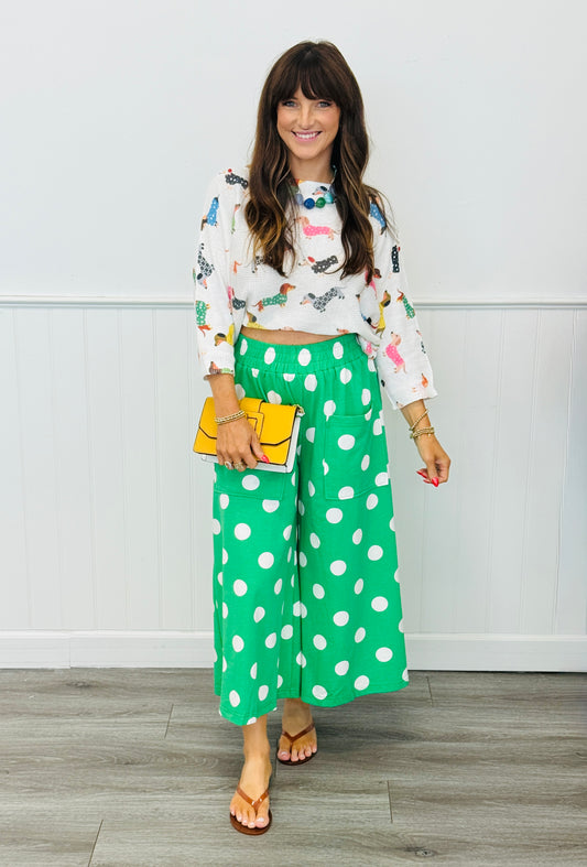 Green/White Polka Dot Pants (Reg & Plus)