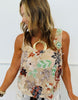 Tan Floral Sequin Sheer Tank (Reg.)