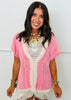 POL Peony Pink Lace Trim Sweater Top (Reg.)